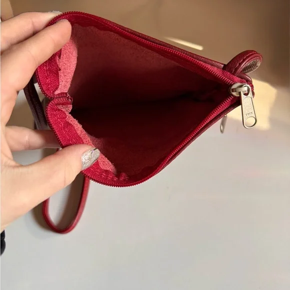 Handcrafted in Asheville Leather Crossbody Bag Burgundy with two zips - Picture 3 of 3